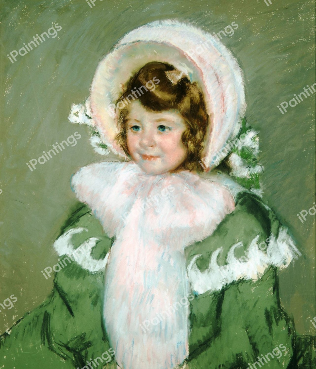Child in Green Coat. The painting by Mary Cassatt