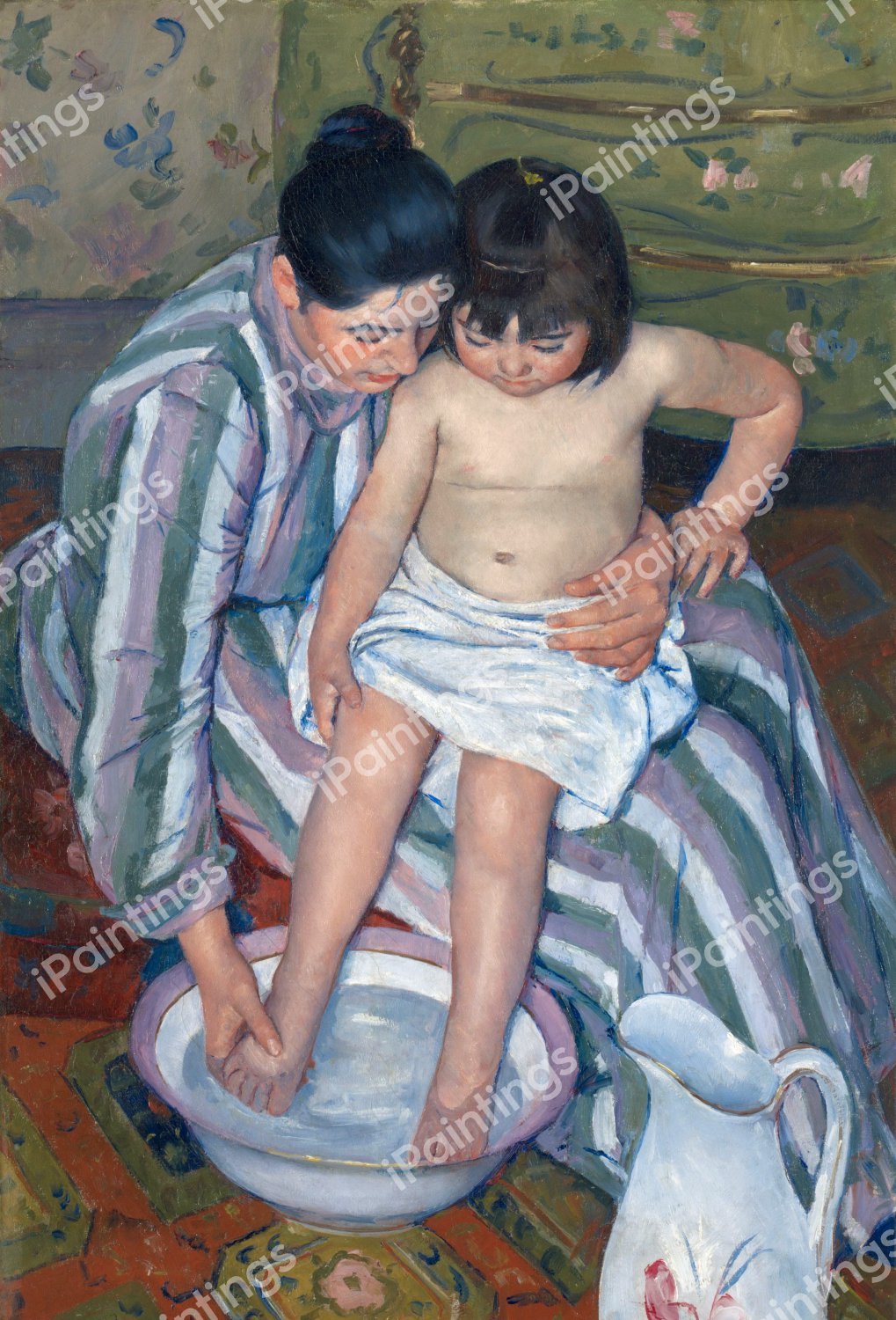 Child's Bath. The painting by Mary Cassatt