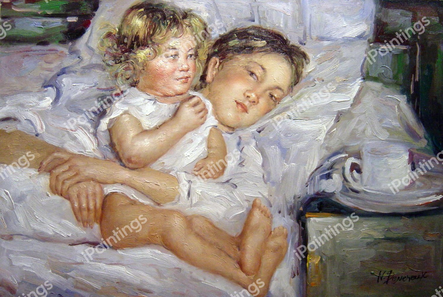 Having Breakfast In Bed. The painting by Mary Cassatt