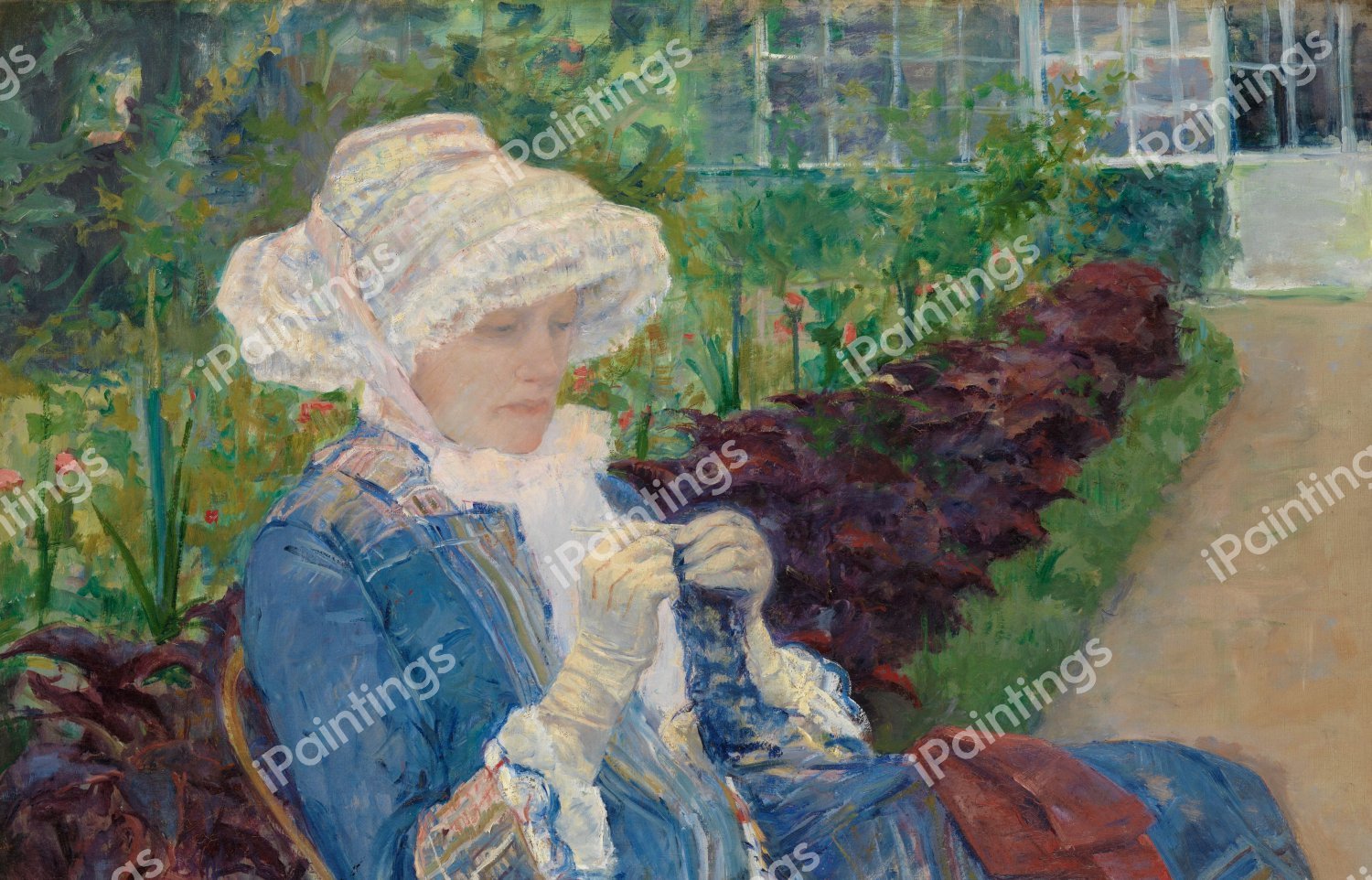 Lydia Crocheting in the Garden at Marly. The painting by Mary Cassatt