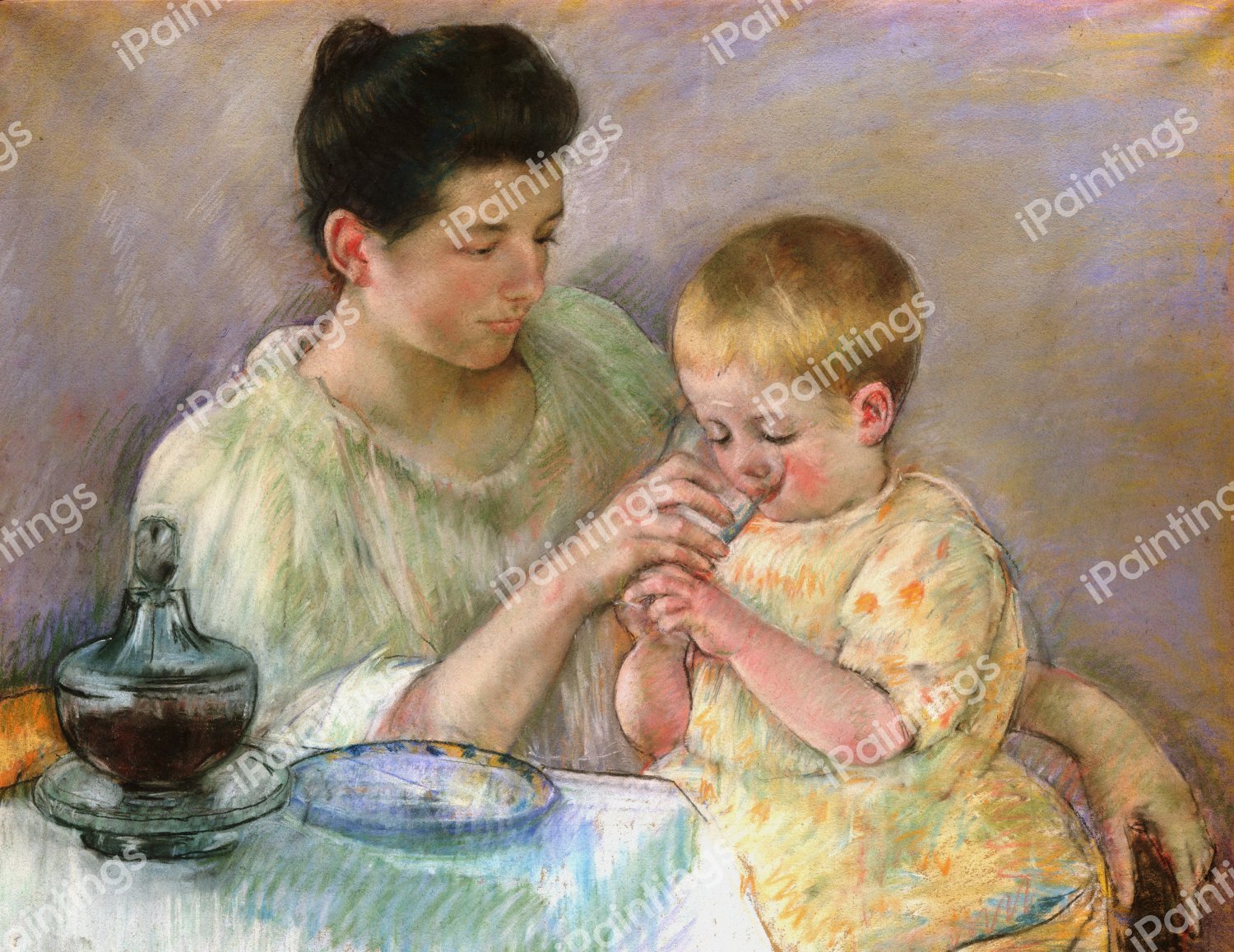 Mother Feeding Child. The painting by Mary Cassatt