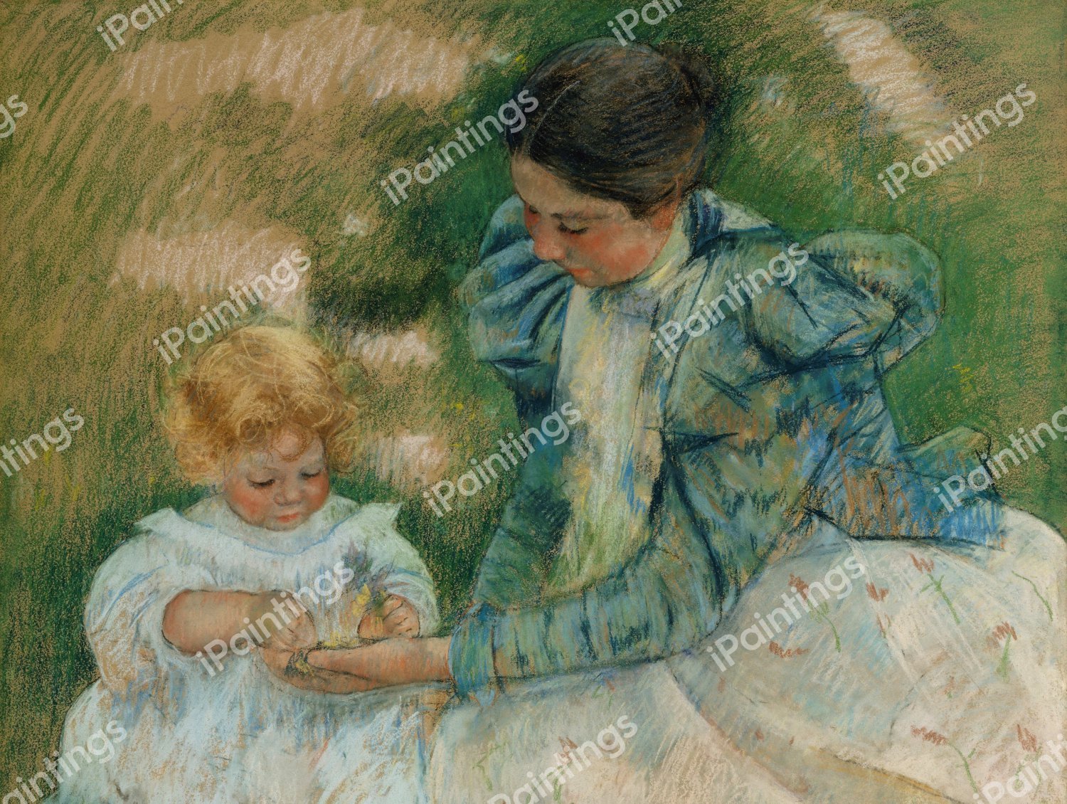 Mother Playing with Child. The painting by Mary Cassatt
