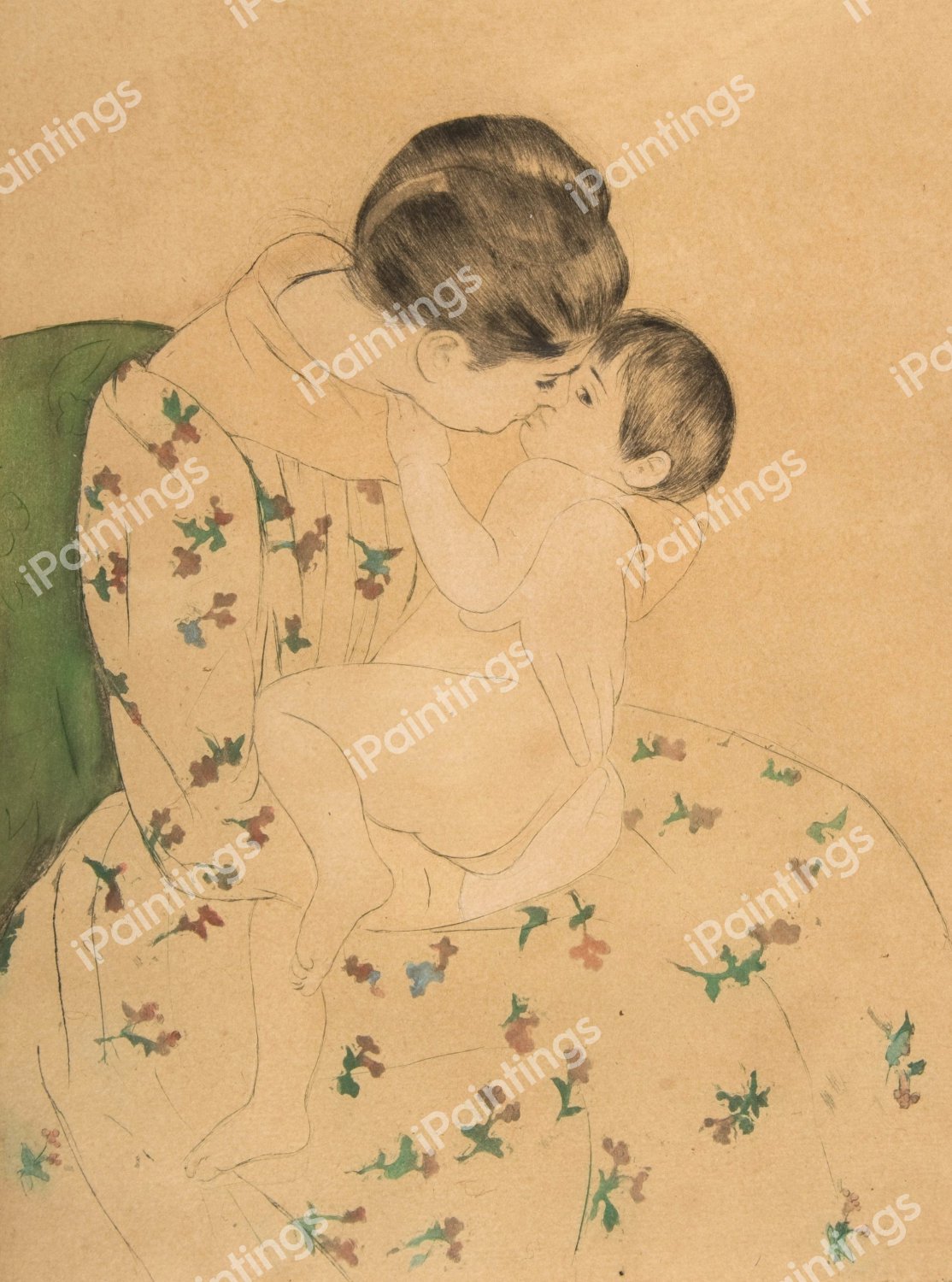 Mother's Kiss 1. The painting by Mary Cassatt