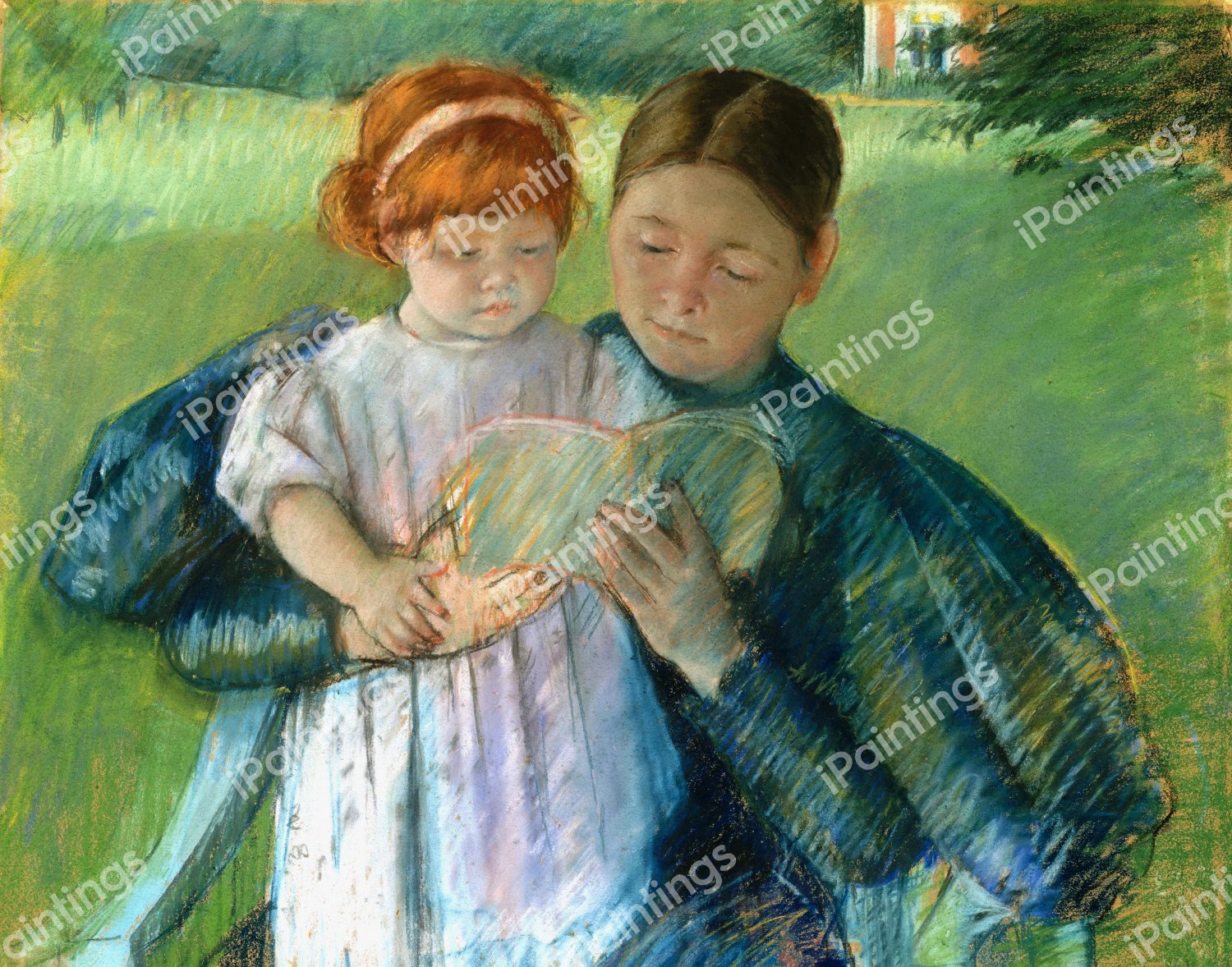 Nurse Reading to a Little Girl. The painting by Mary Cassatt