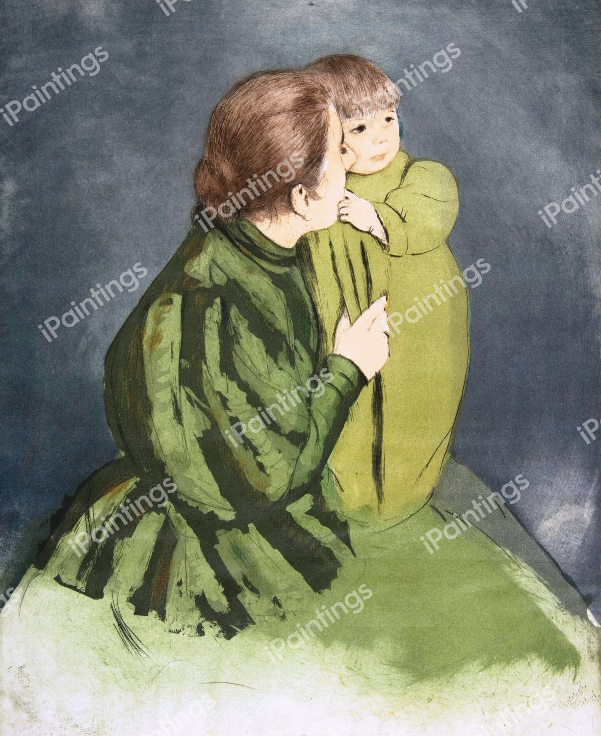 Peasant Mother and Child. The painting by Mary Cassatt