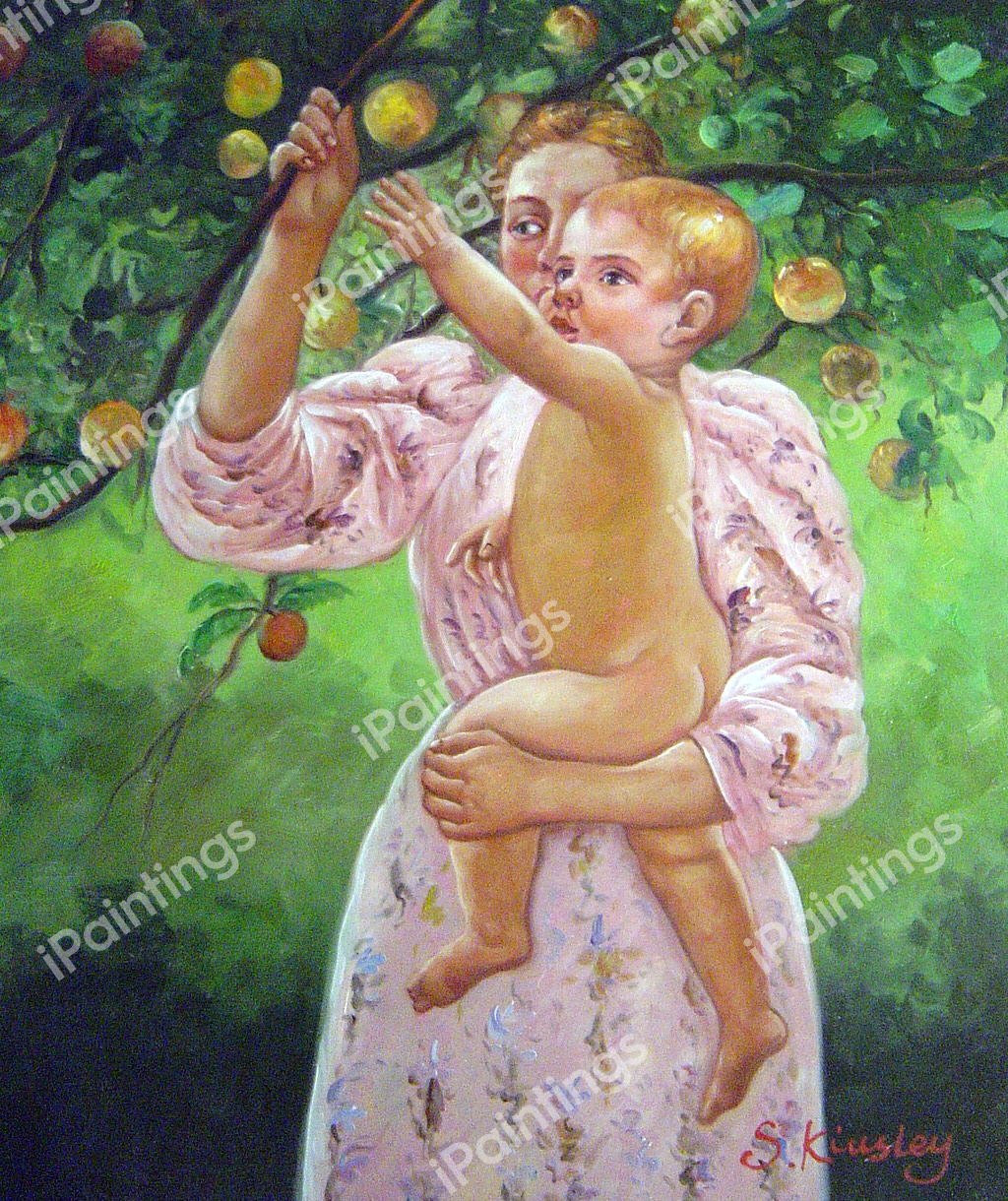 The Baby Reaching For An Apple. The painting by Mary Cassatt