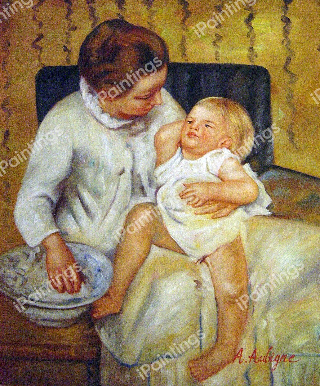 The Child's Bath. The painting by Mary Cassatt