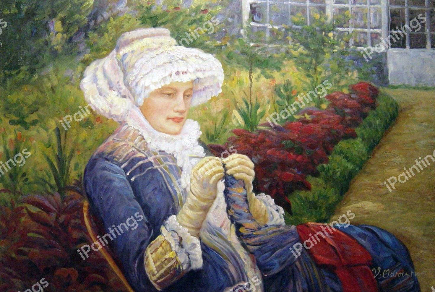 The Garden. The painting by Mary Cassatt