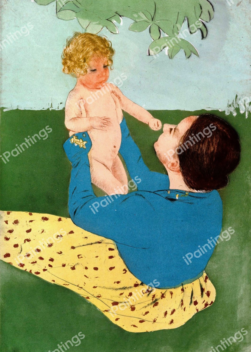 Under the Horse Chestnut Tree. The painting by Mary Cassatt