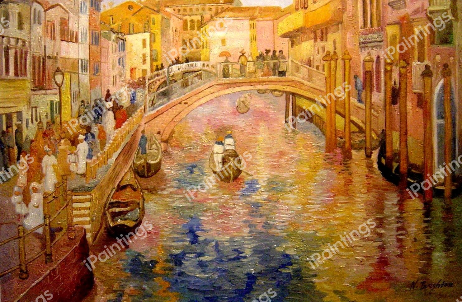 A Venetian Canal Scene. The painting by Maurice Prendergast