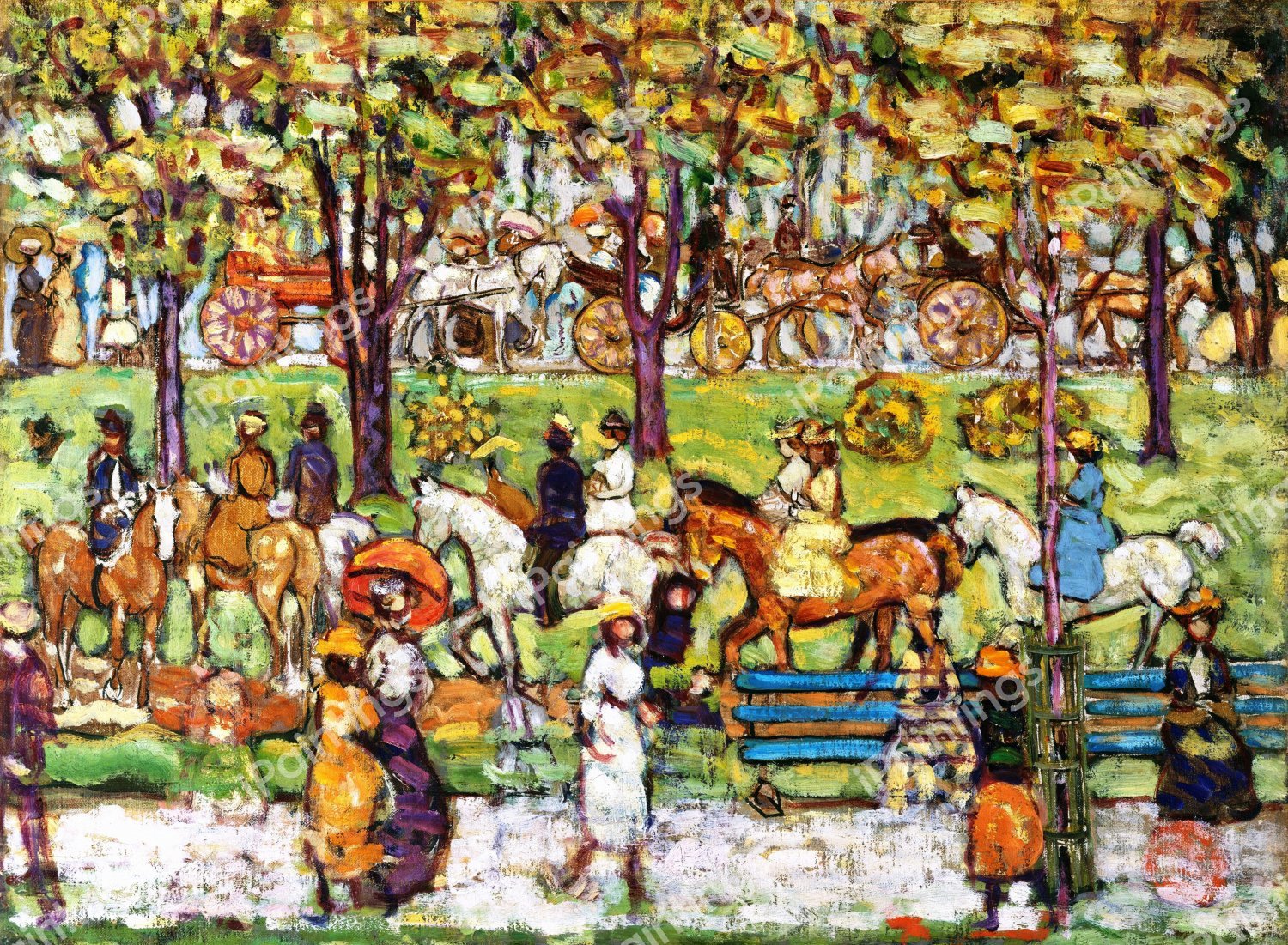 Central Park. The painting by Maurice Prendergast