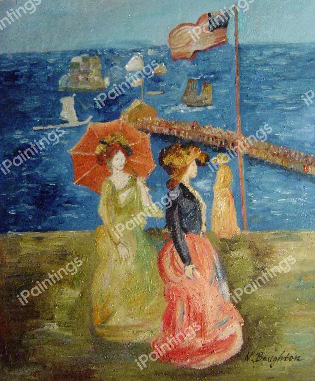 Figures Under The Flag. The painting by Maurice Prendergast