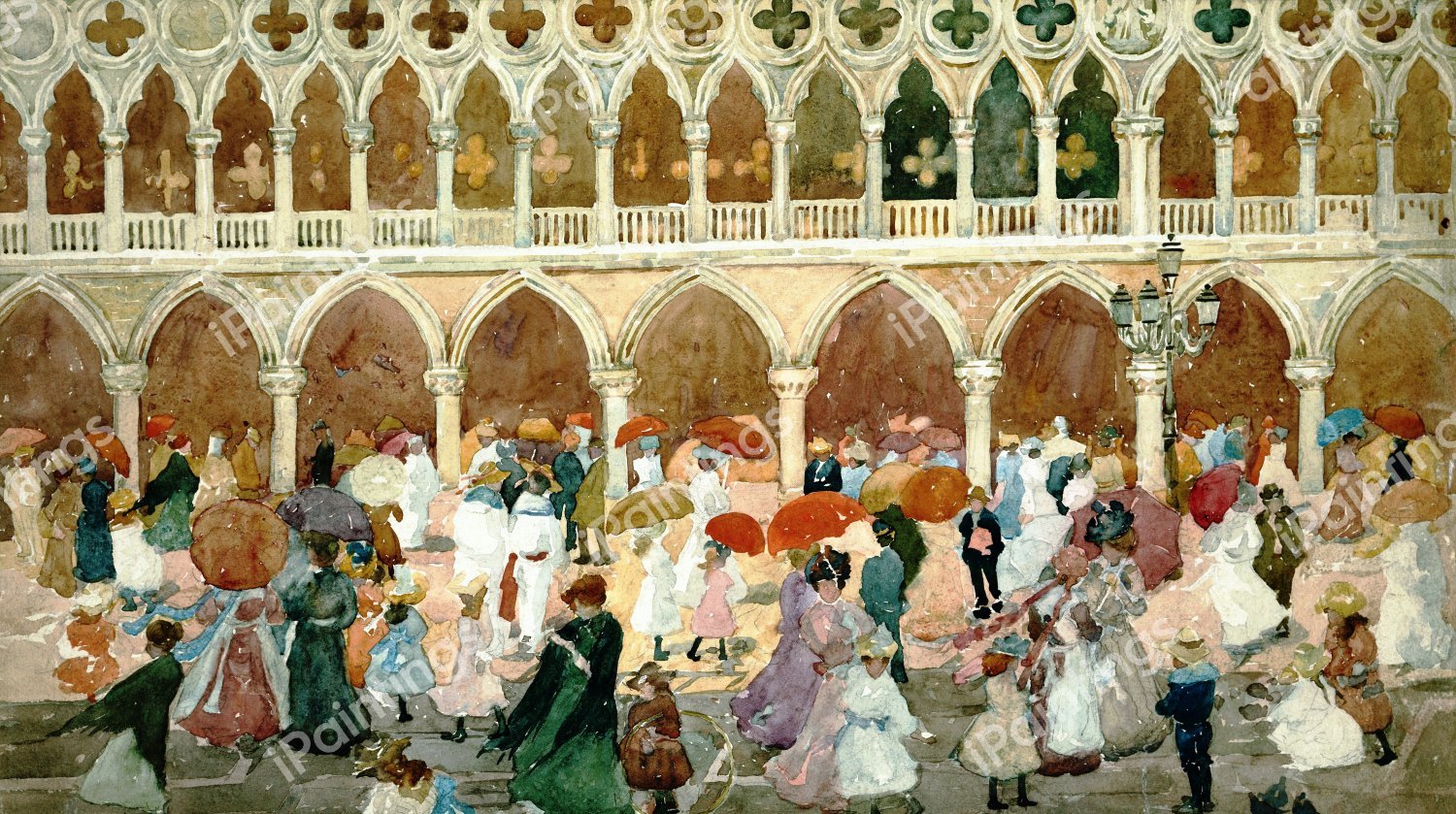 Sunlight on the Piazzetta. The painting by Maurice Prendergast