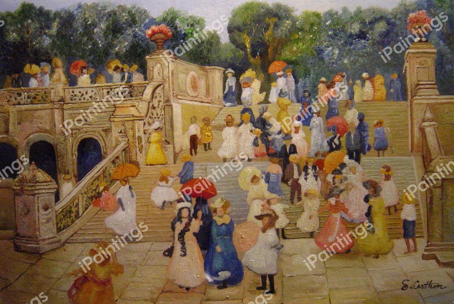 The Mall, Central Park. The painting by Maurice Prendergast