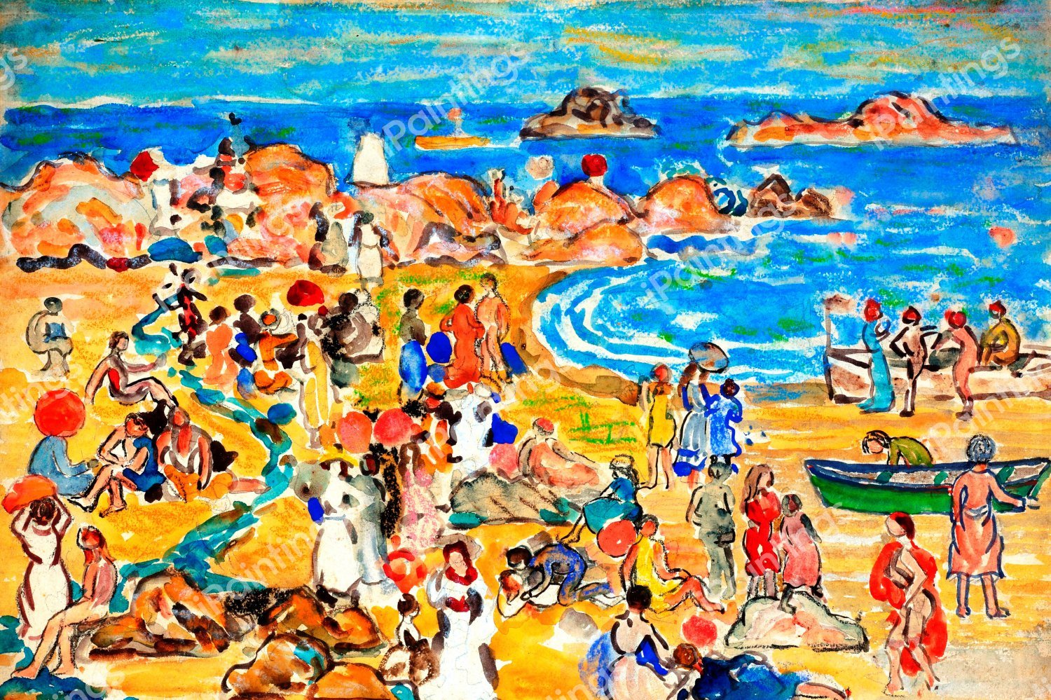 View Along New England Coast. The painting by Maurice Prendergast