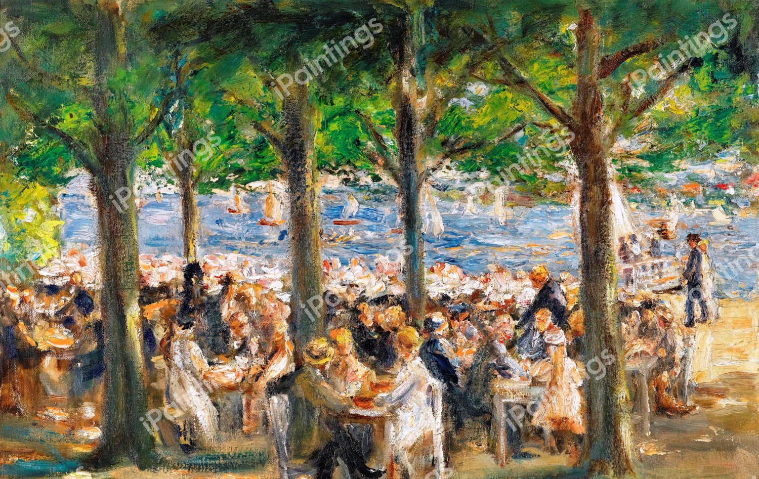 Beer Garden near the Havel under Trees, 1922. The painting by Max Liebermann