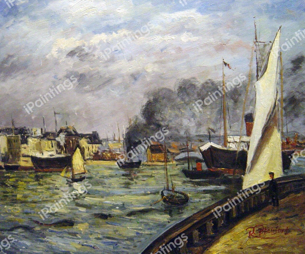 Departure Of A Cargo Ship, Le Havre. The painting by Maxime Maufra