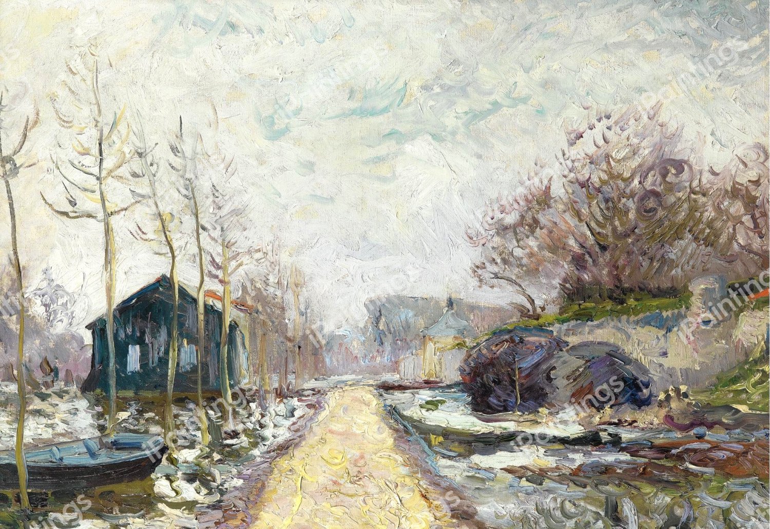 Flood in Winter, Low Goulaine (Lower Loire, Near Nantes). The painting by Maxime Maufra