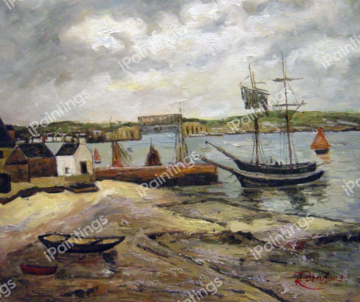 Les Huitrieres, La Trinite-Sur-Mer, Morbihan. The painting by Maxime Maufra