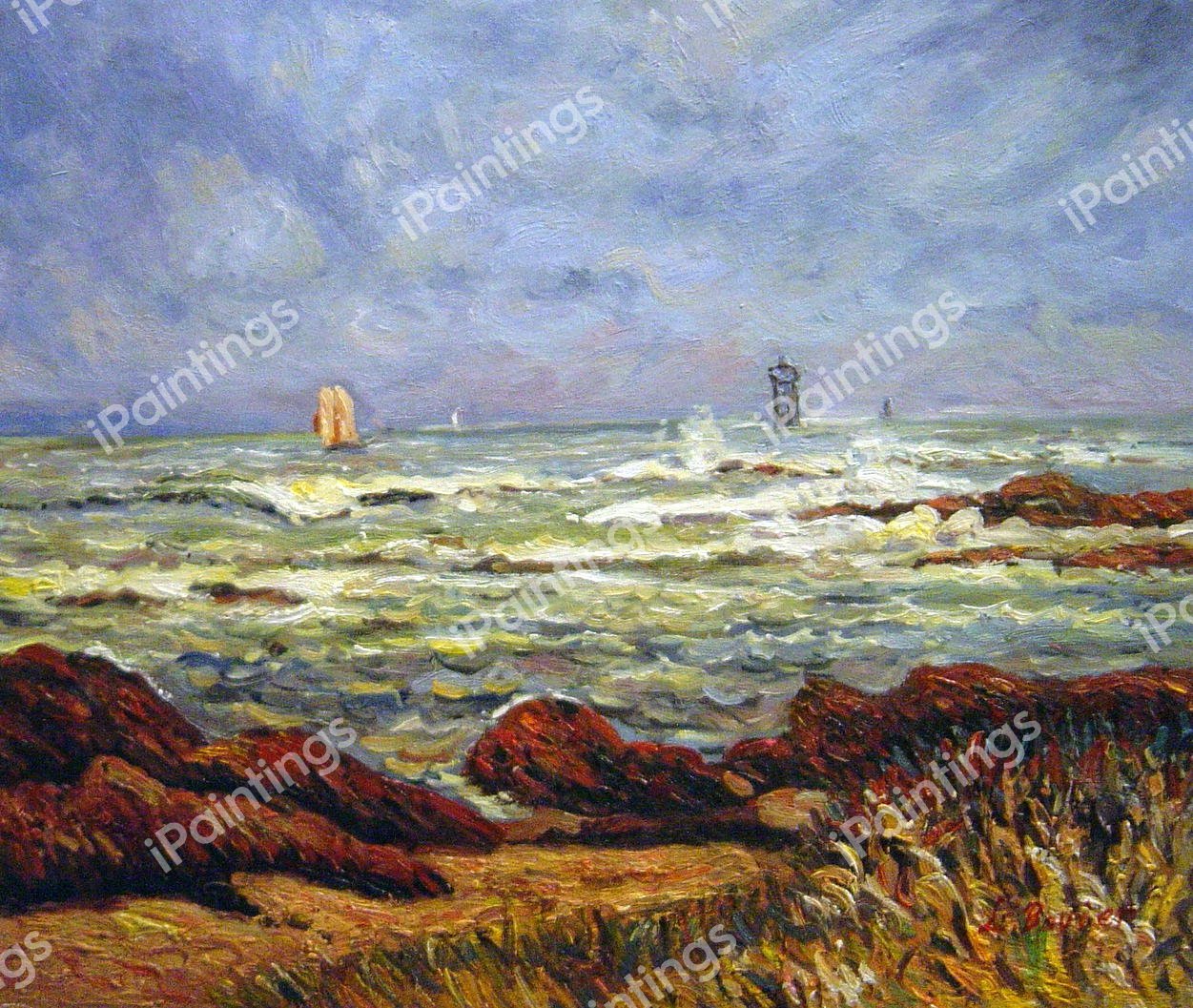 The Barges Lighthouse. The painting by Maxime Maufra