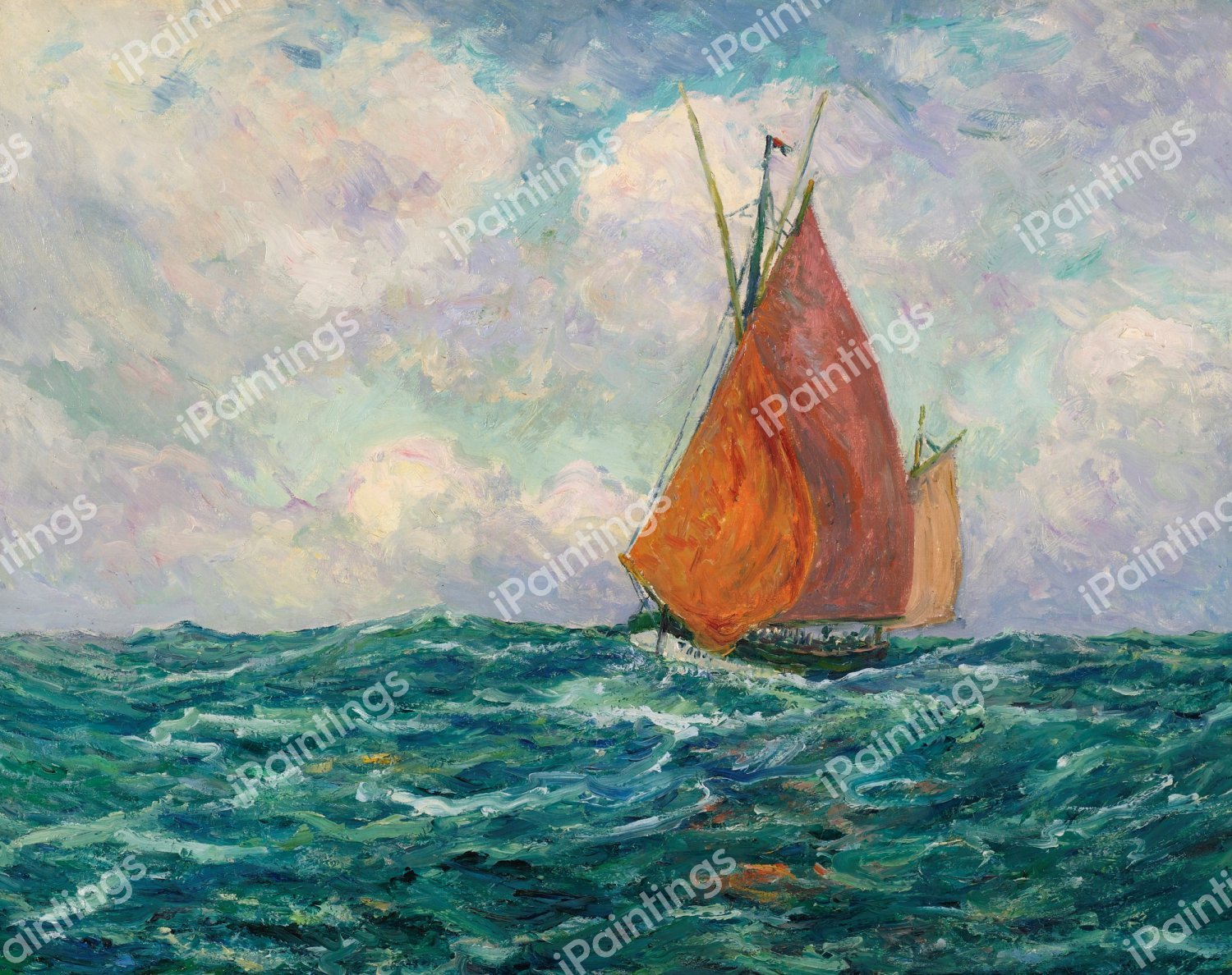 Thonier en Mer. The painting by Maxime Maufra