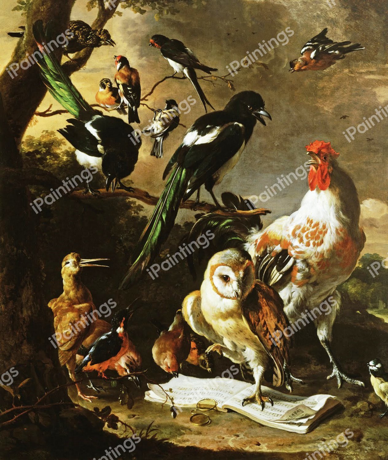 The Bird Concert. The painting by Melchior De Hondecoeter