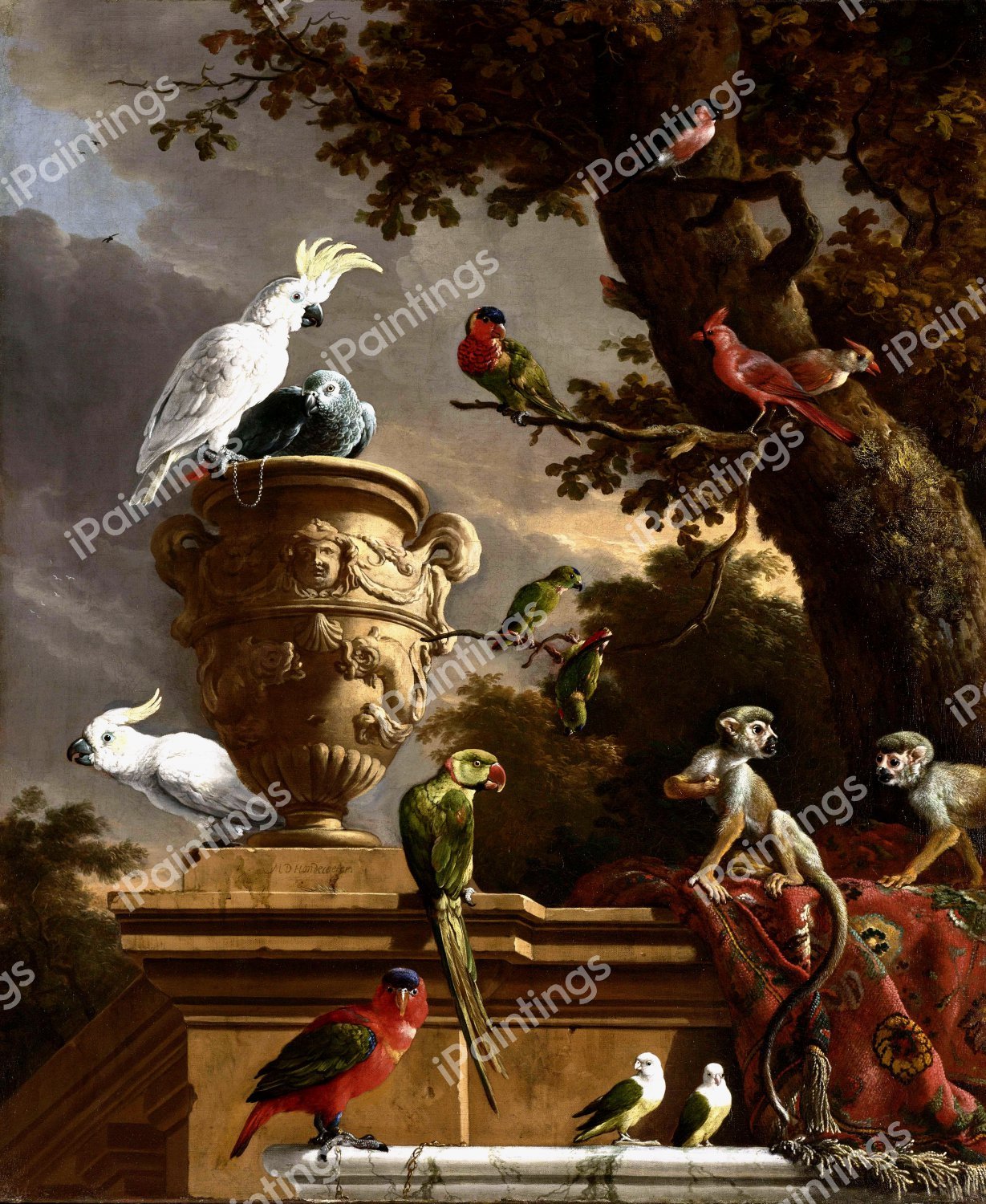 The Menagerie. The painting by Melchior De Hondecoeter