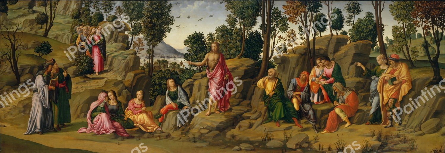 Saint John the Baptist Bearing Witness. The painting by Michelangelo