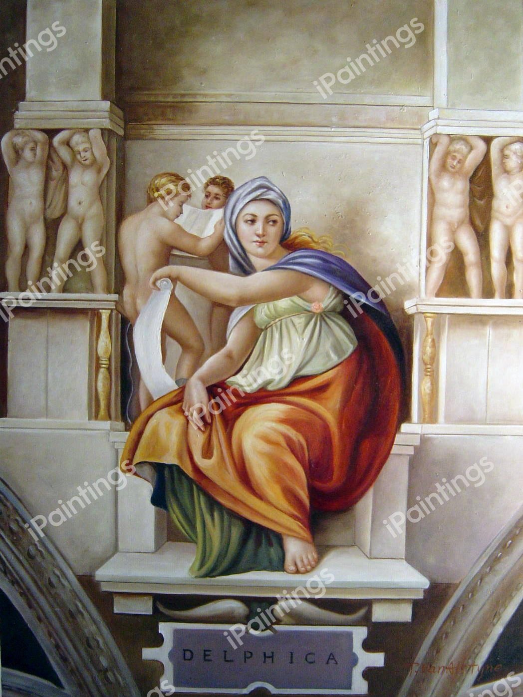 The Delphic Sibyl. The painting by Michelangelo