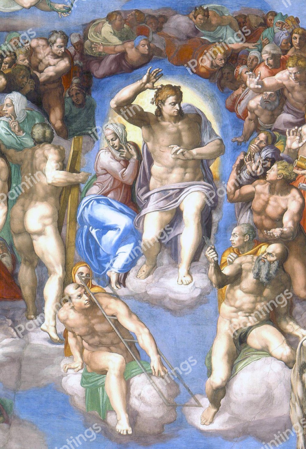 The Last Judgement - detail. The painting by Michelangelo