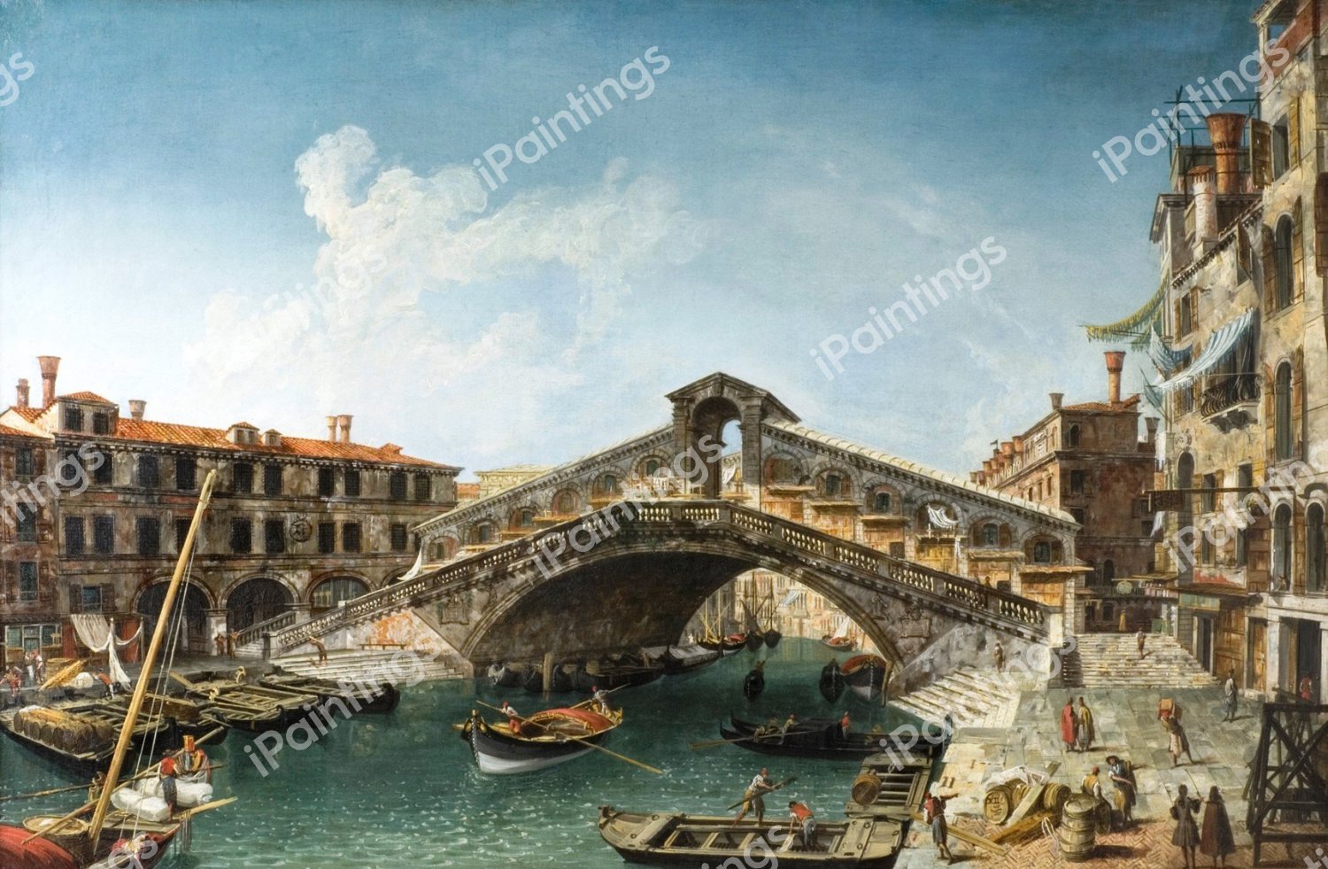 Rialto Bridge from the South. The painting by Michele Marieschi