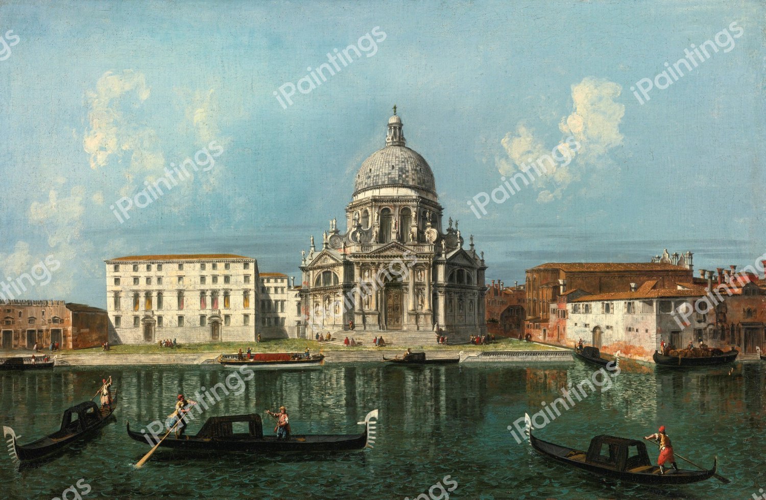 Santa Maria della Salute, Venice, as seen from the Grand Canal. The painting by Michele Marieschi
