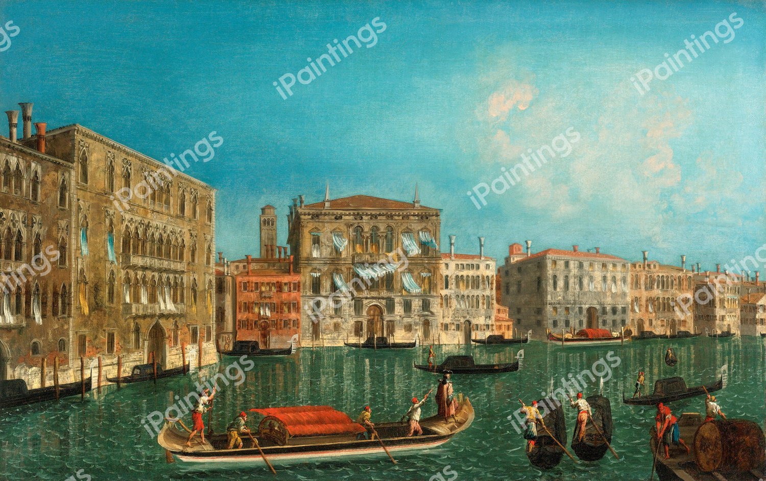 The Grand Canal, Venice, with Palazzo Foscari and Palazzo Balbi. The painting by Michele Marieschi