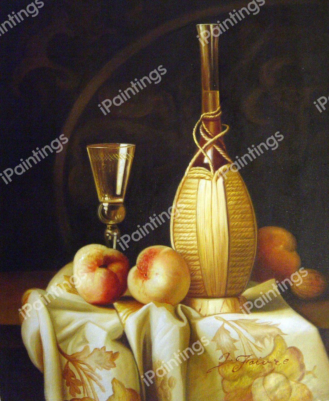 Still Life With Peaches And Wine. The painting by Milne Ramsey