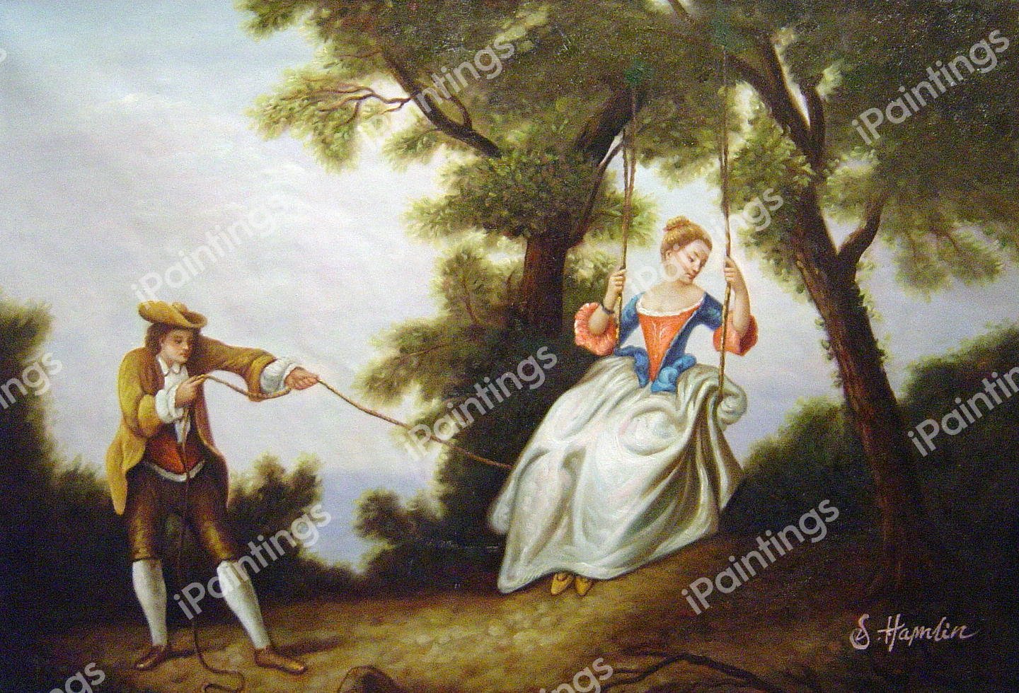 The Swing. The painting by Nicolas Lancret