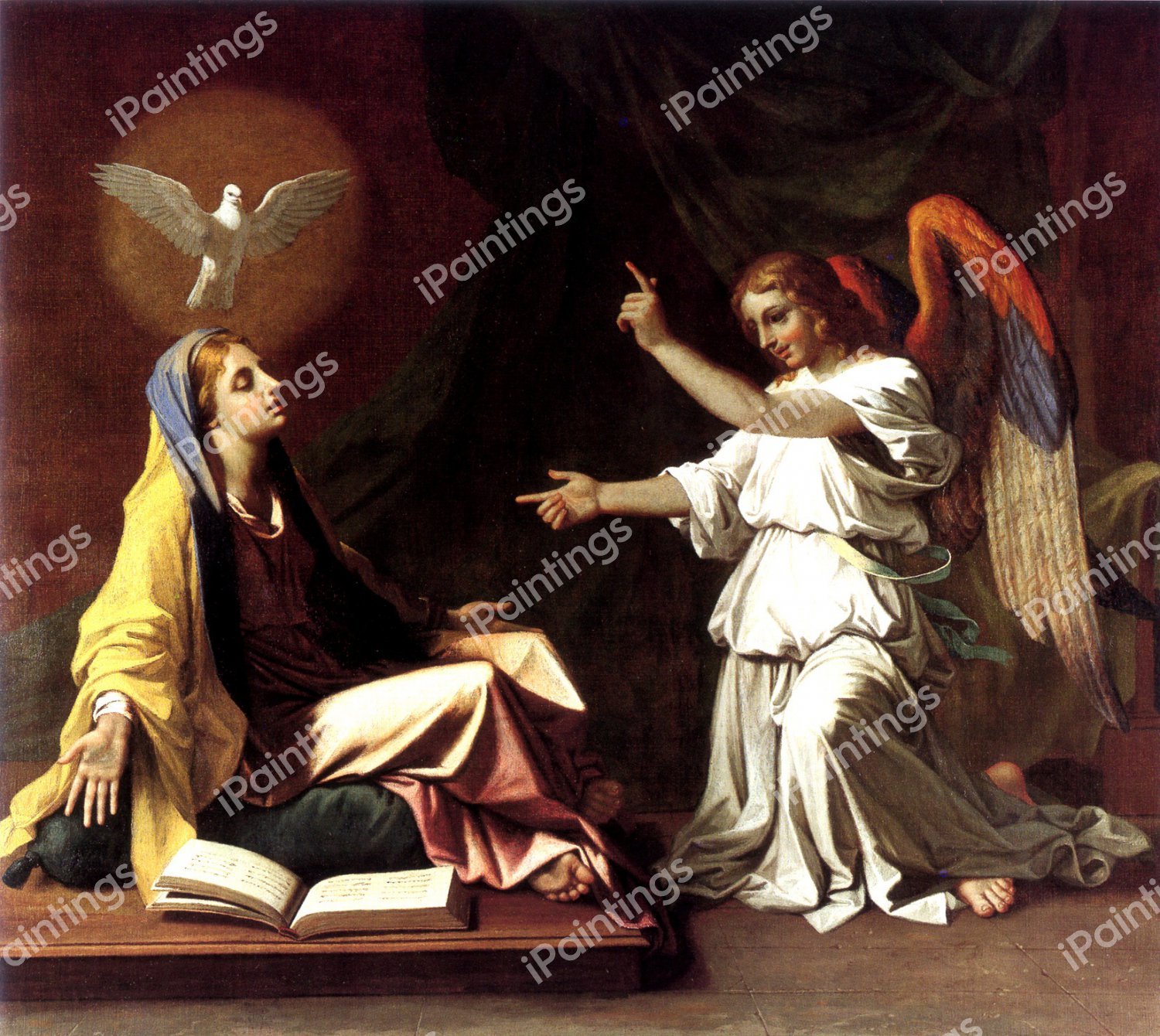 Annunciation. The painting by Nicolas Poussin