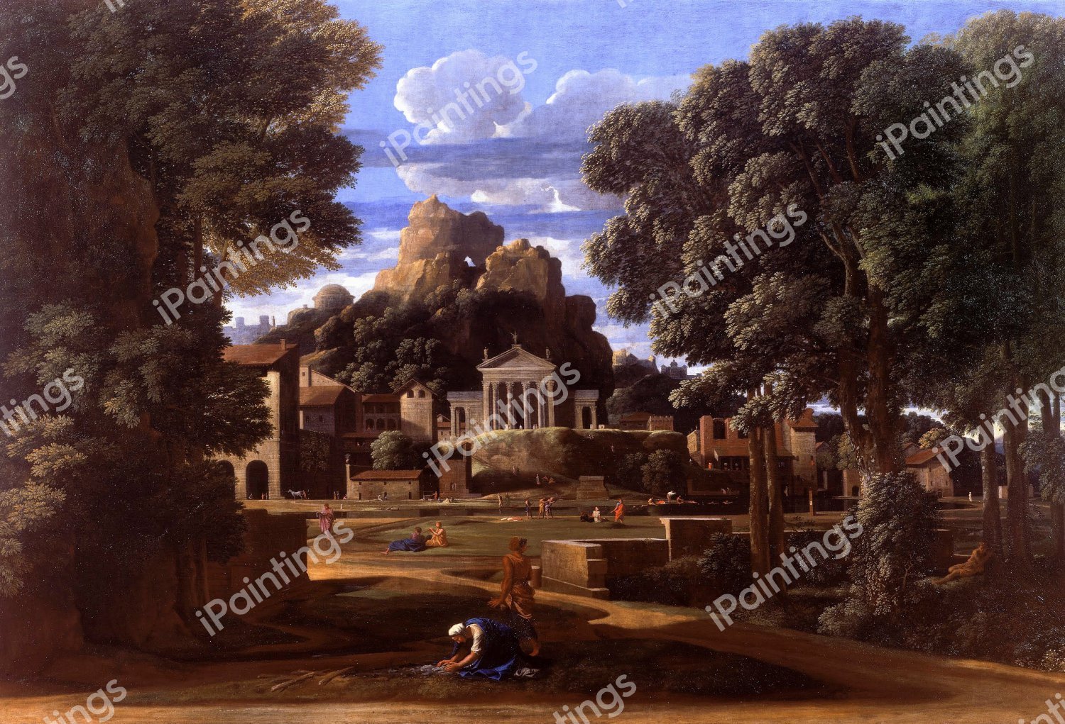 Landscape with the Ashes of Phocion. The painting by Nicolas Poussin