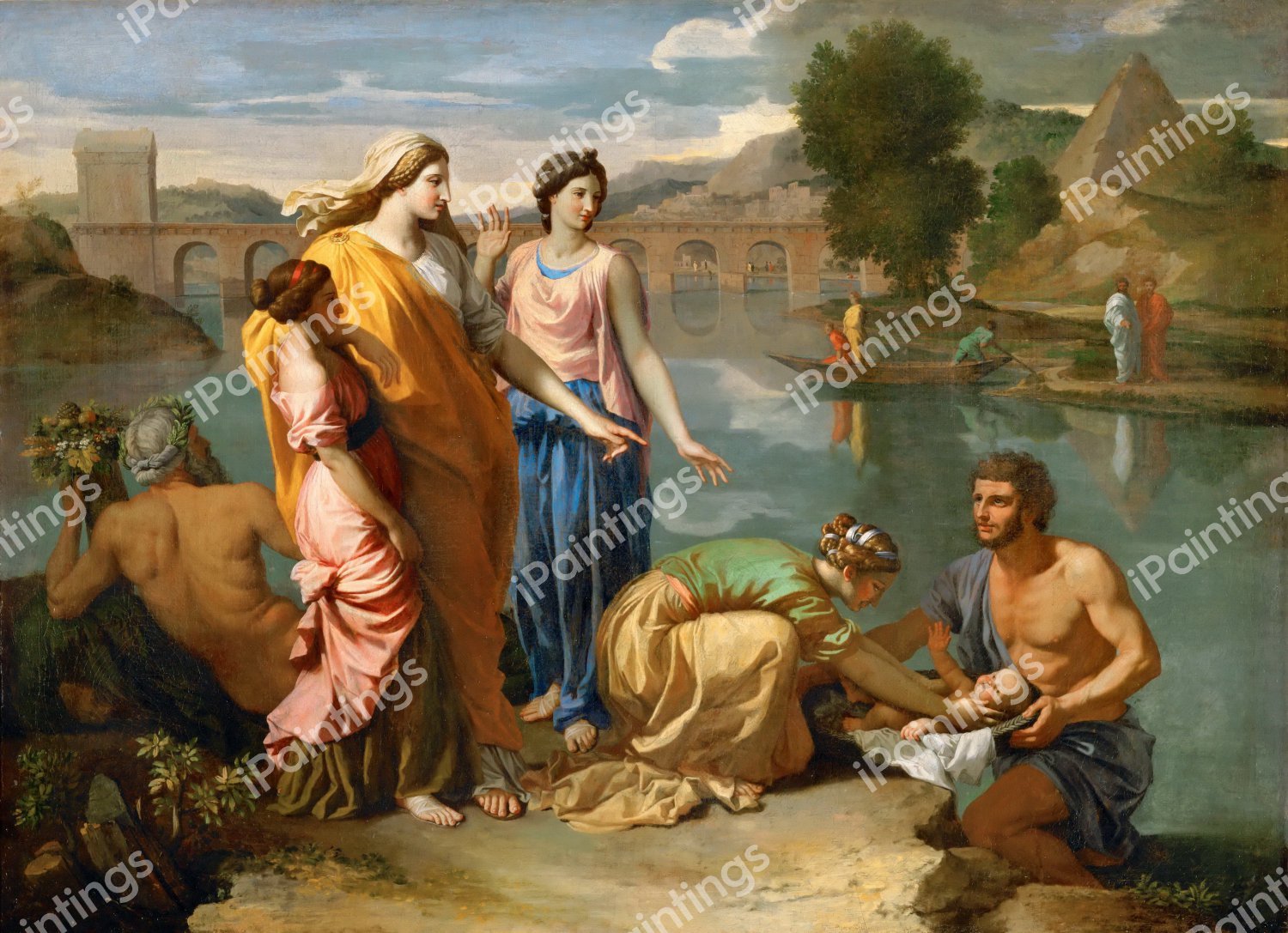 Moses Saved from the Water. The painting by Nicolas Poussin