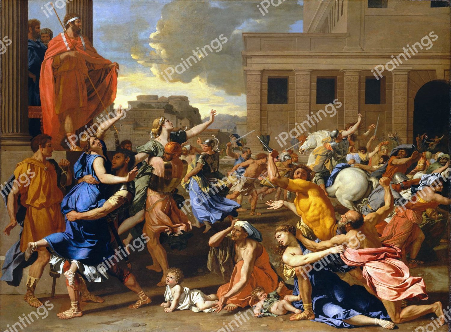 The Abduction of the Sabine Women. The painting by Nicolas Poussin