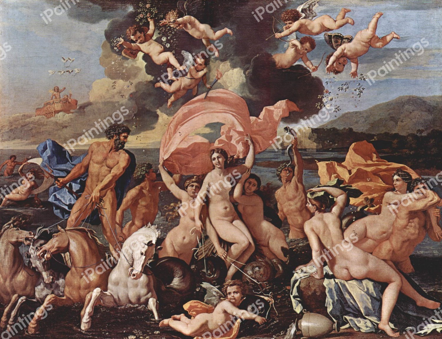 The Triumph of Neptune. The painting by Nicolas Poussin