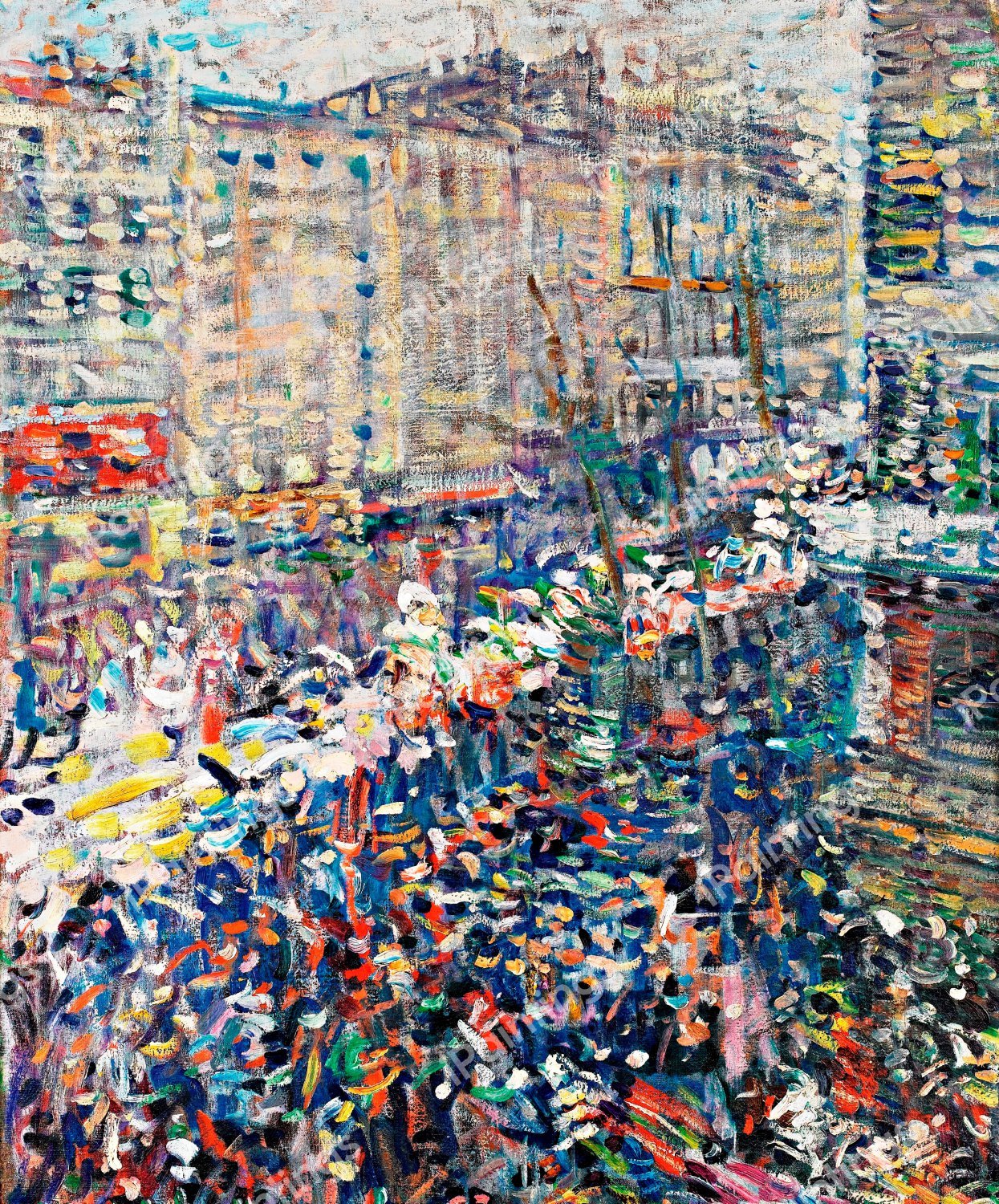 A Bustling Street Carnival, Paris, 1905. The painting by Nicolas Tarkhoff