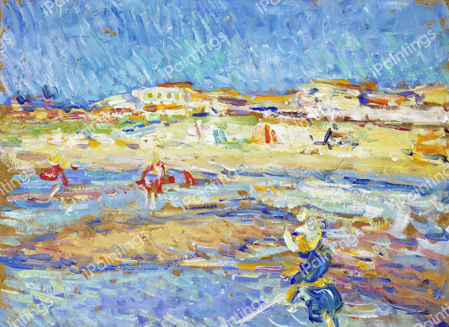 On the Beach, Soulac Sur Mer, 1906. The painting by Nicolas Tarkhoff