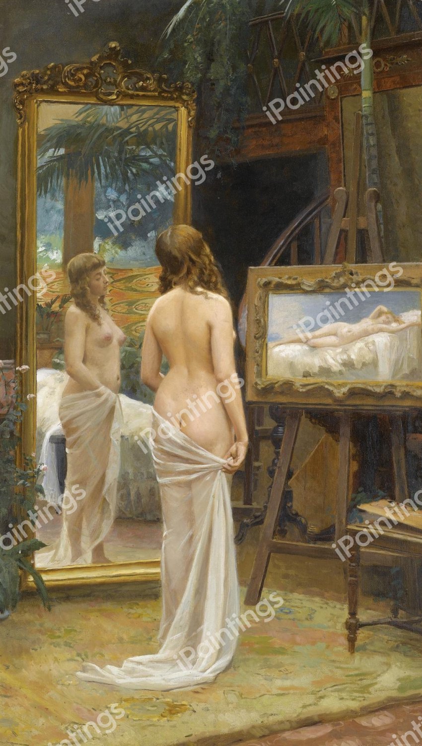 A Nude in the Studio. The painting by Nikolai Kornilievich Bodarevsky