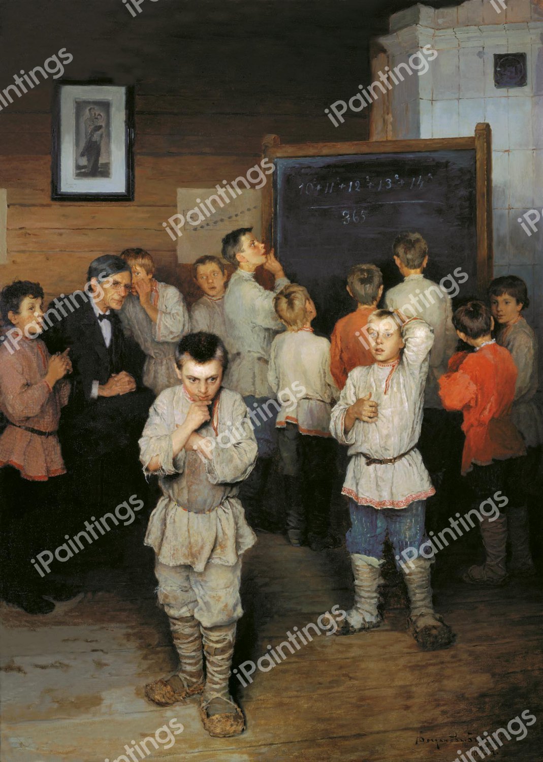 Mental Calculation In Public School of S A Rachinsky, 1895. The painting by Nikolai Petrovich Bogdanov-Belsky