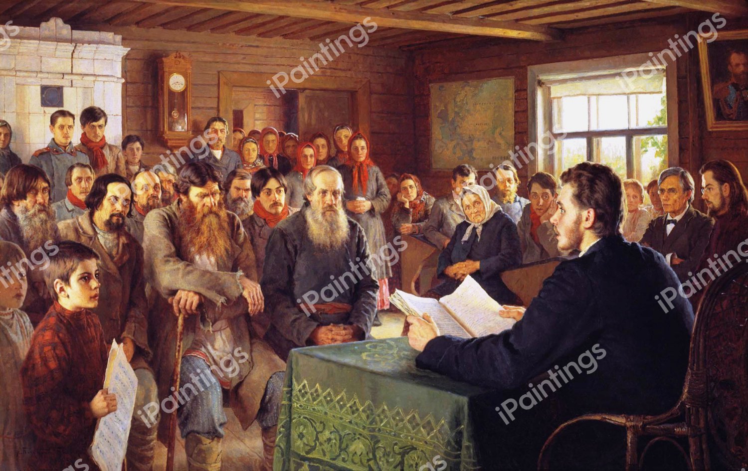 Sunday Reading in Village School, 1895. The painting by Nikolai Petrovich Bogdanov-Belsky