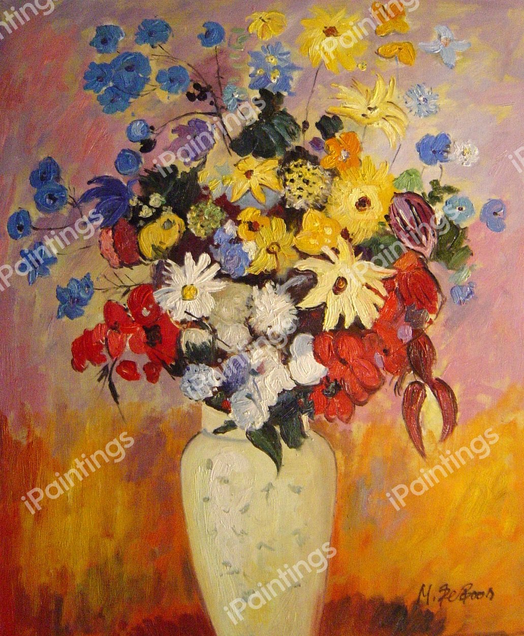 A Large Bouquet In A Japanese Vase. The painting by Odilon Redon