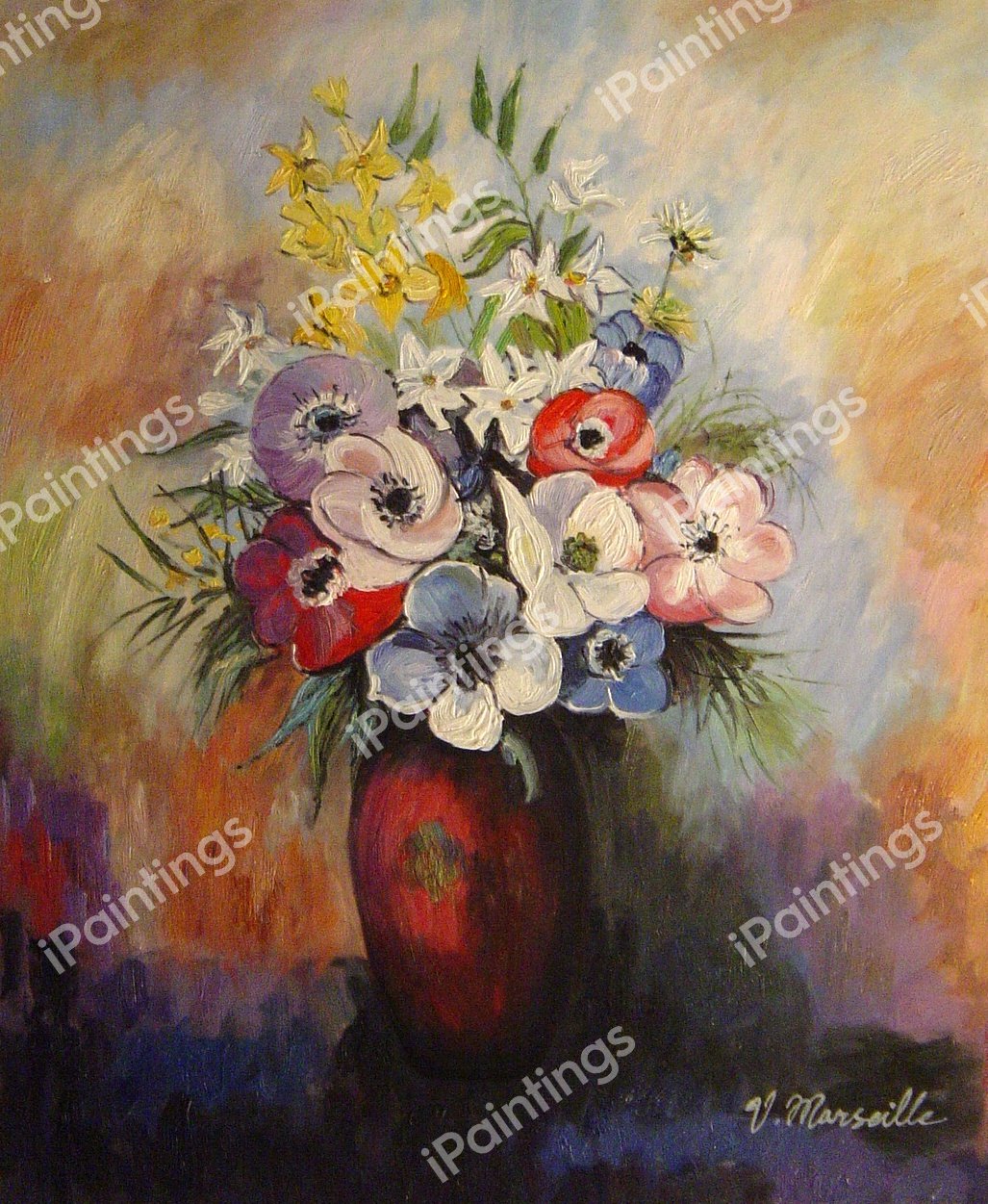 Anemones. The painting by Odilon Redon