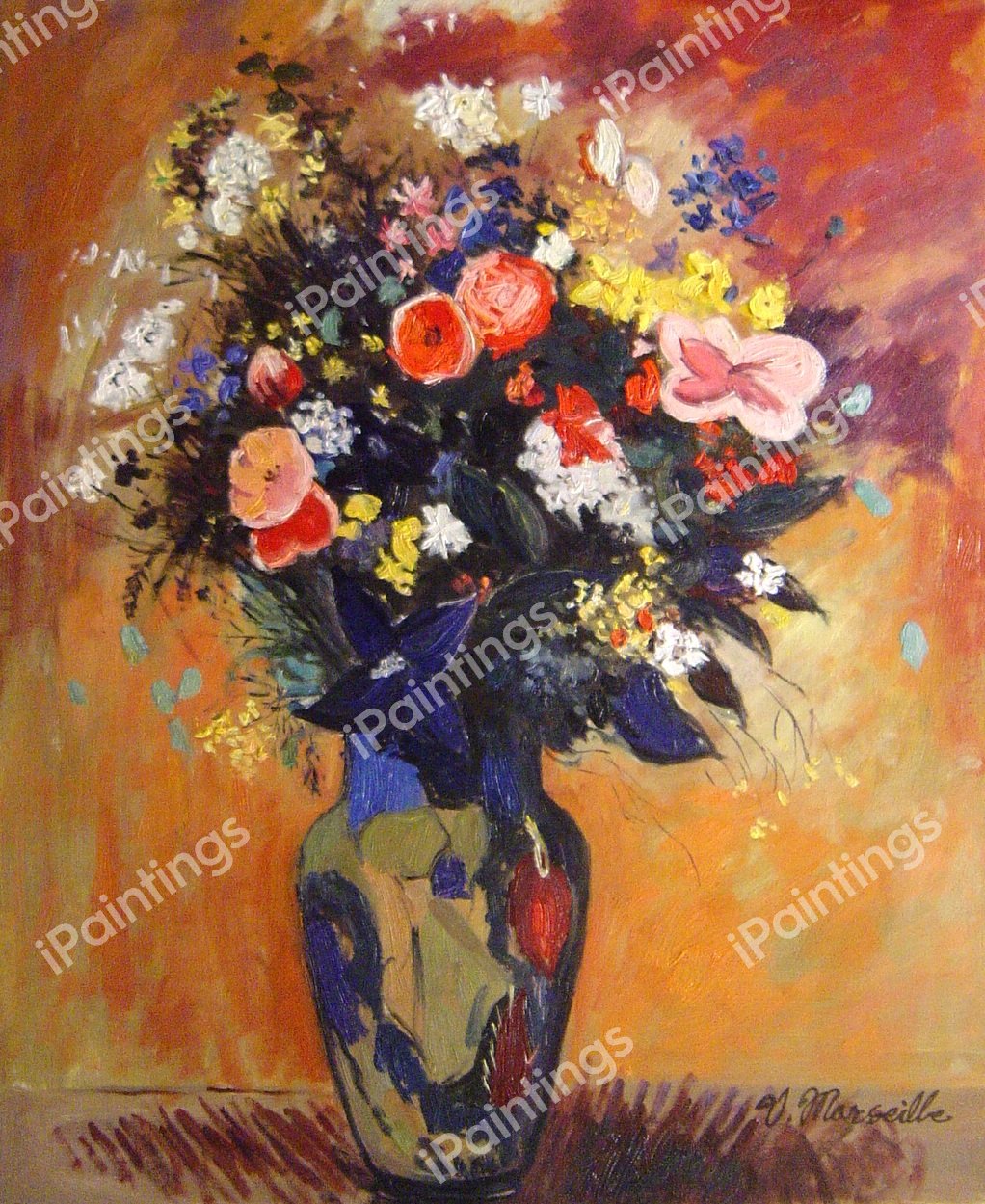 Bouquet In A Persian Vase. The painting by Odilon Redon