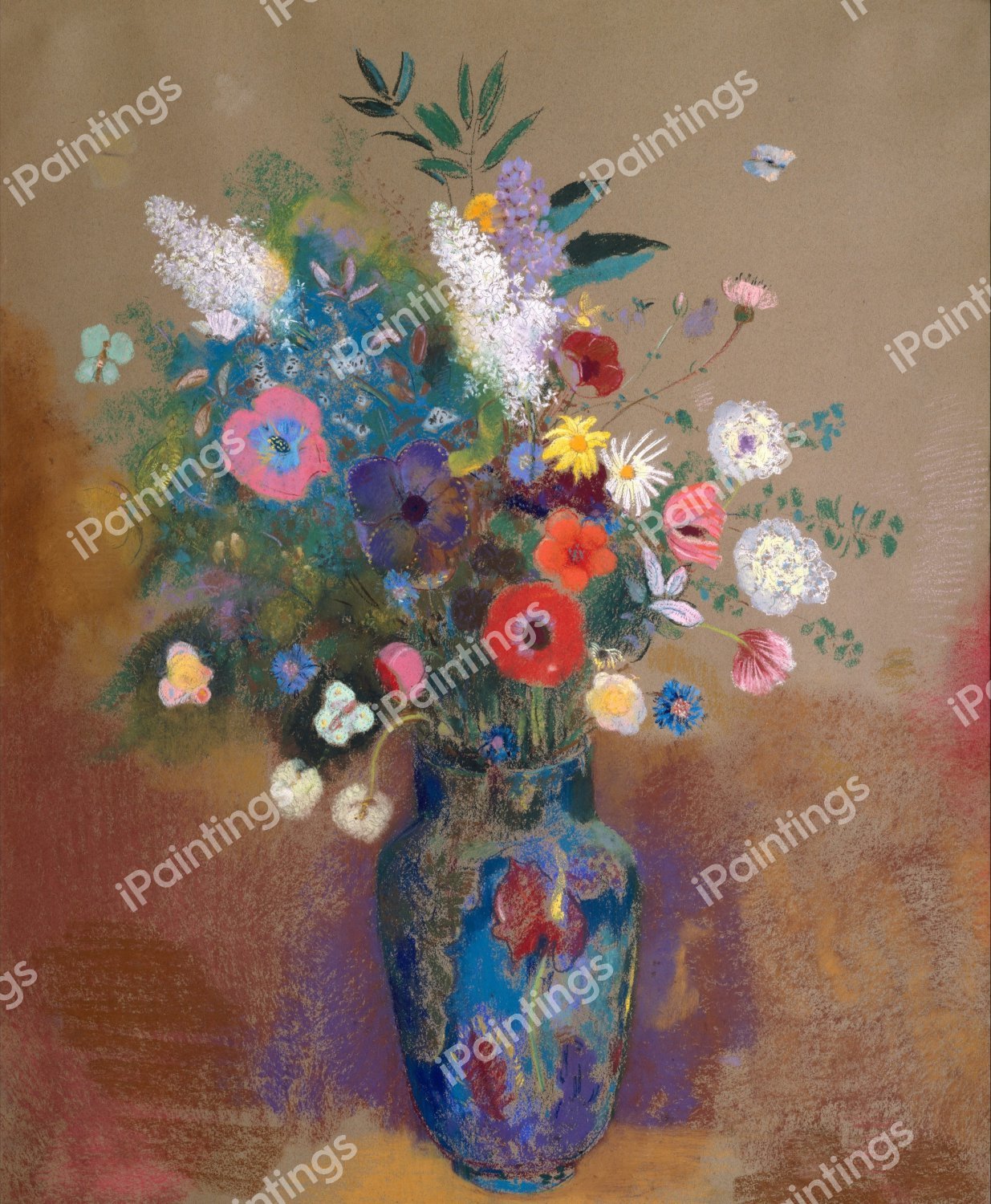 Bouquet of Flowers. The painting by Odilon Redon