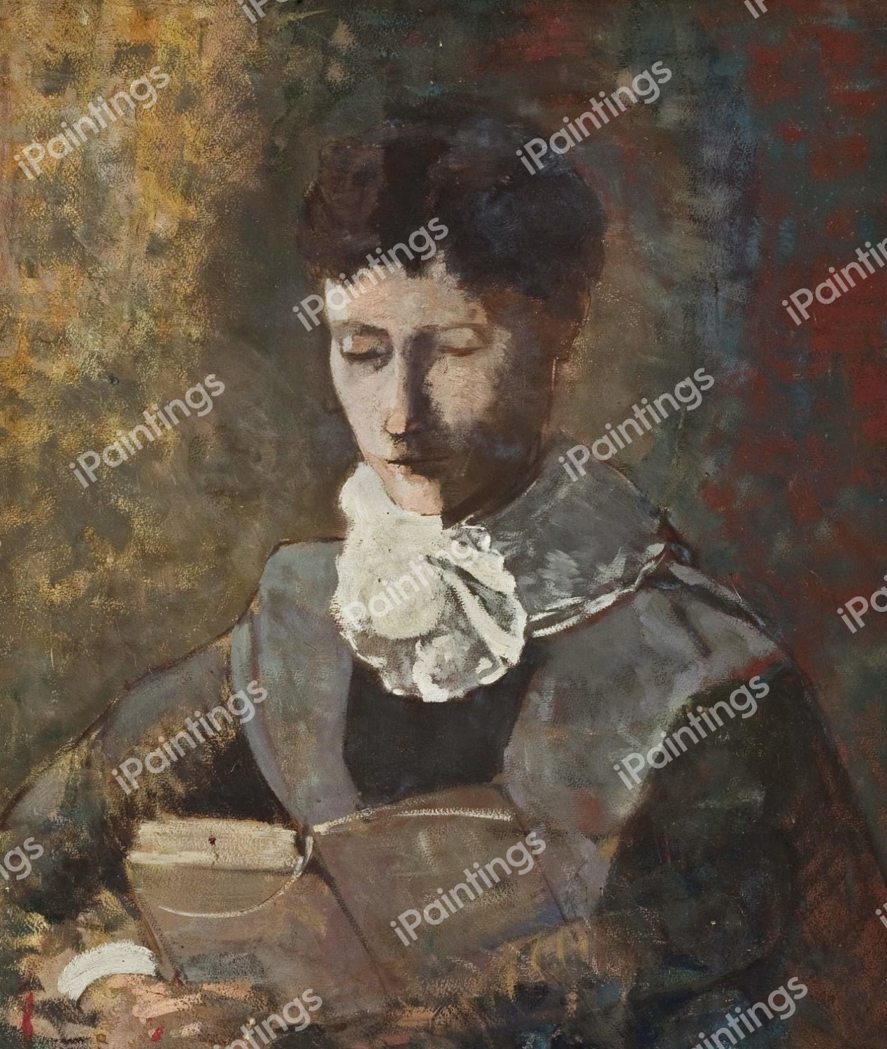 Camille Redon Reading. The painting by Odilon Redon
